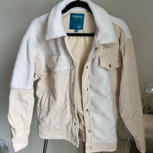 Beige faux fur jacket